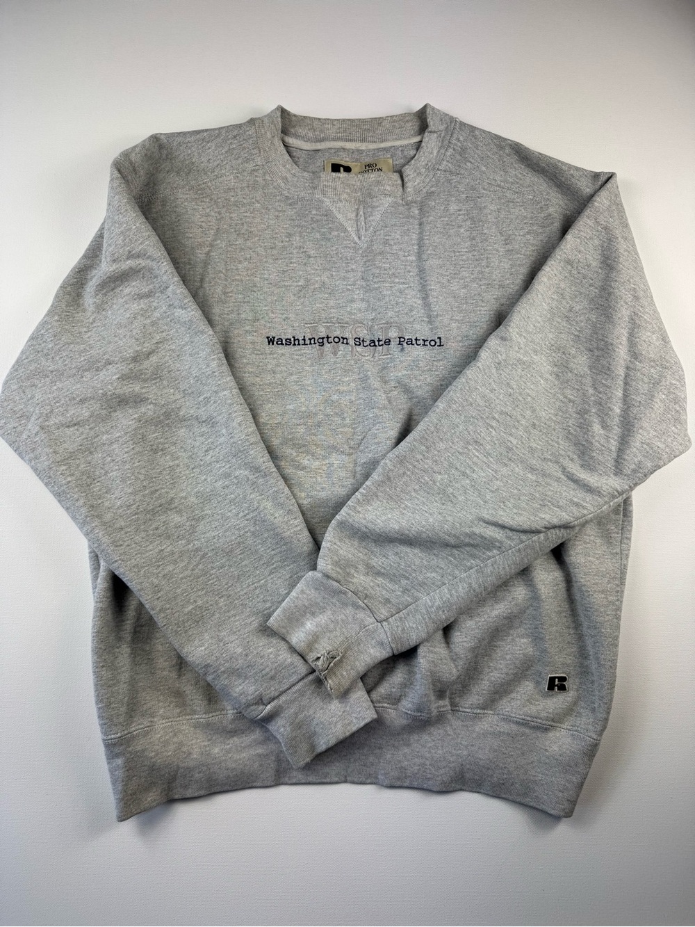 Vintage Washington State Patrol Grey Crewneck Sweater PNW Police 90s Pullover